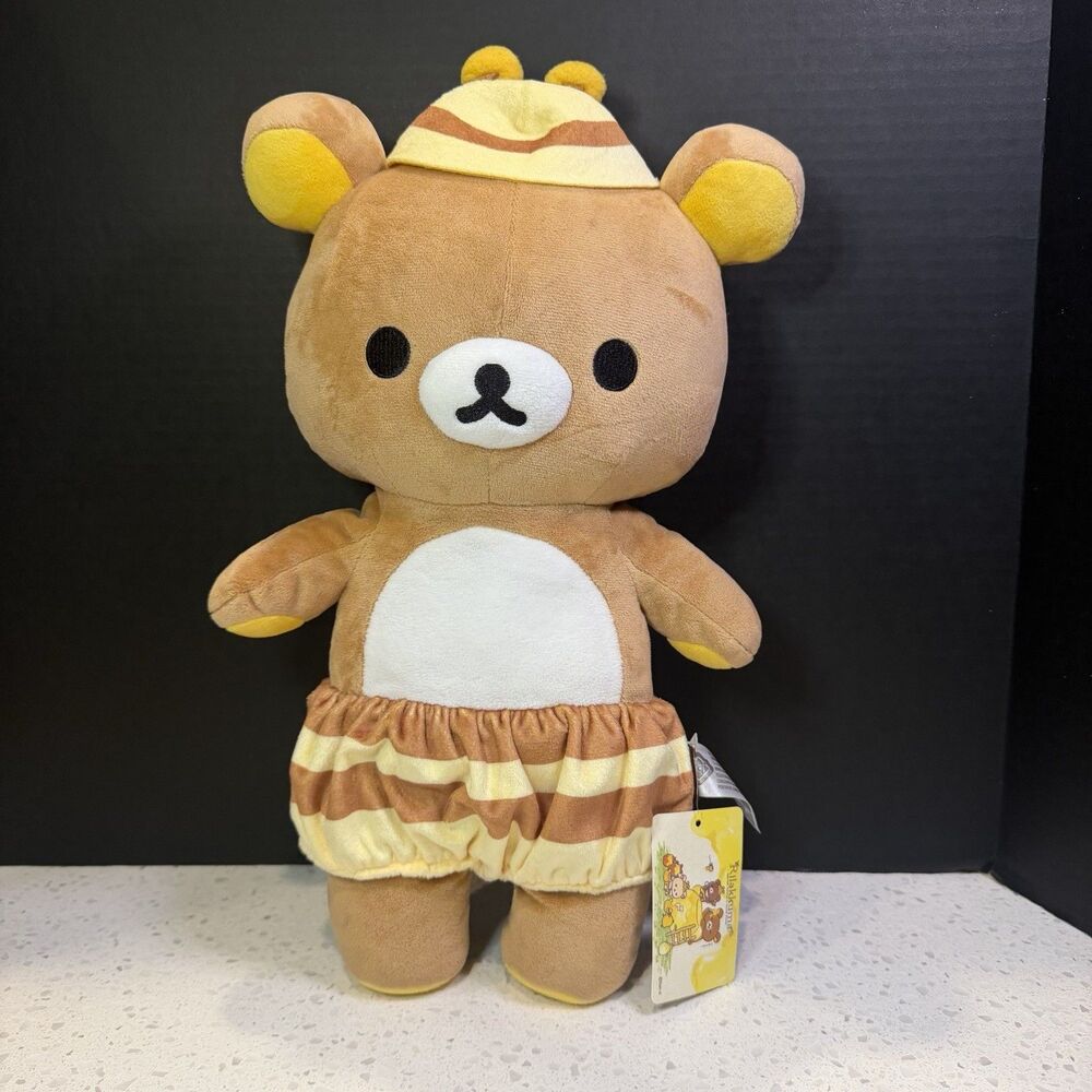 San-X Rilakkuma Bee Costume Plush Stuffed Animal Brown Yellow 2023 NWT